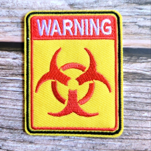 3/13$ Warning Biohazard Danger Symbol Punk Rock Embroidered Iron on Patch - Picture 1 of 2